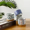 Flower Pot with Bamboo Tray Japanese Style Ceramic Lot Mini Cement Succulent   Bonsai Planter Garden Decor Office Home Plant 1