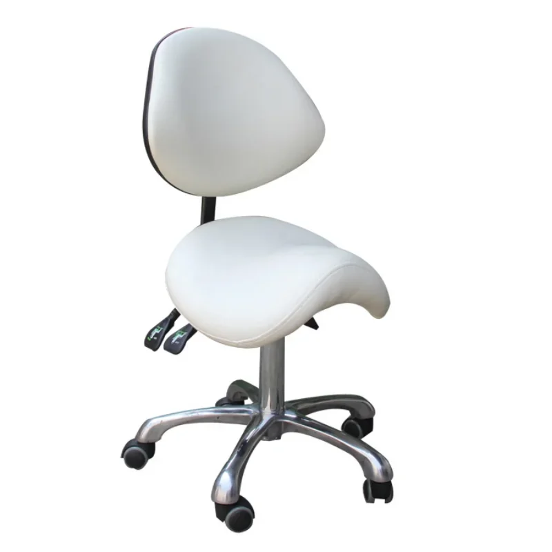 A,Standard Dental Mobile Chair Saddle Doctor\'s Stool PU Leather Dentist Chair Spa Rolling Stool with Back Support for Beauty