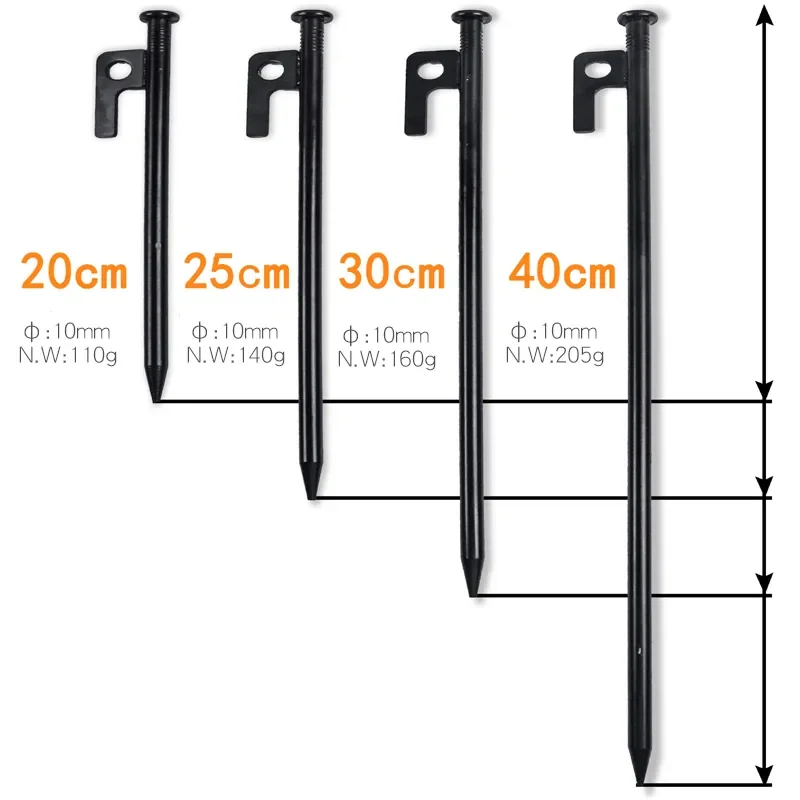 Camping Tent Accessories Camping Tent Fasteners Tent Pegs 12 Packs Tent Nails Heavy Duty Steel Tent Nails Pegs For Camping Unbreakable Inflexible
