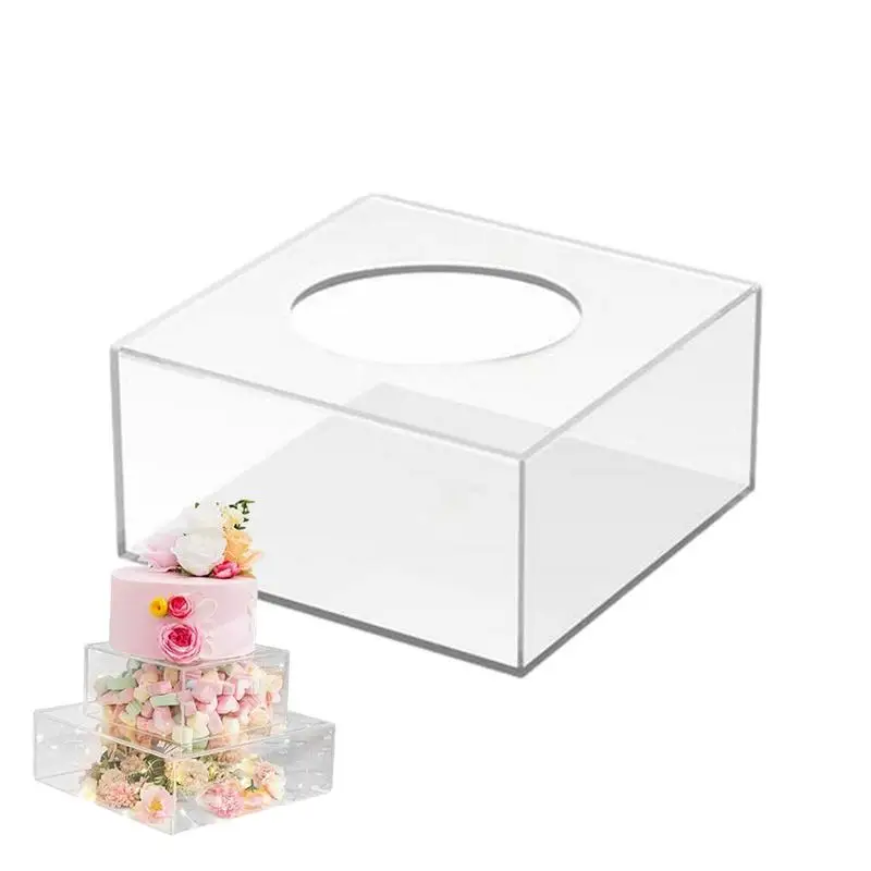 

Квадратная акриловая наполняемая подставка для торта, прозрачная центральная деталь, коробка для торта, гладкий поднос для свадебных тортов, детский Рождественский центральный элемент