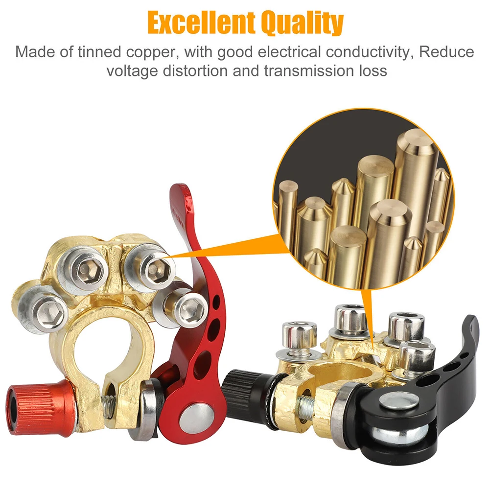 2Pcs 4 Way Car Battery Terminal Connector Quick Release Disconnect Positive Negative Set For Cars Trucks 8 Terminals (small)