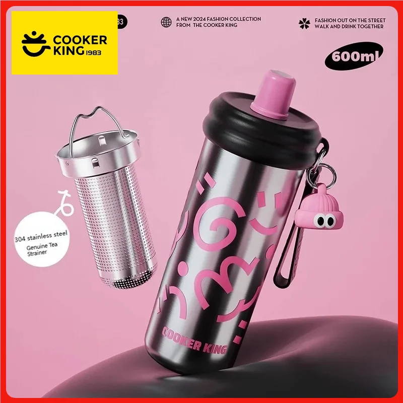COOKER KinG Thermal Straw Cup Stainless Steel Thermos Water Bottles Tumbler Keep Cold and Hot Travel Mug Home Office Drinkware