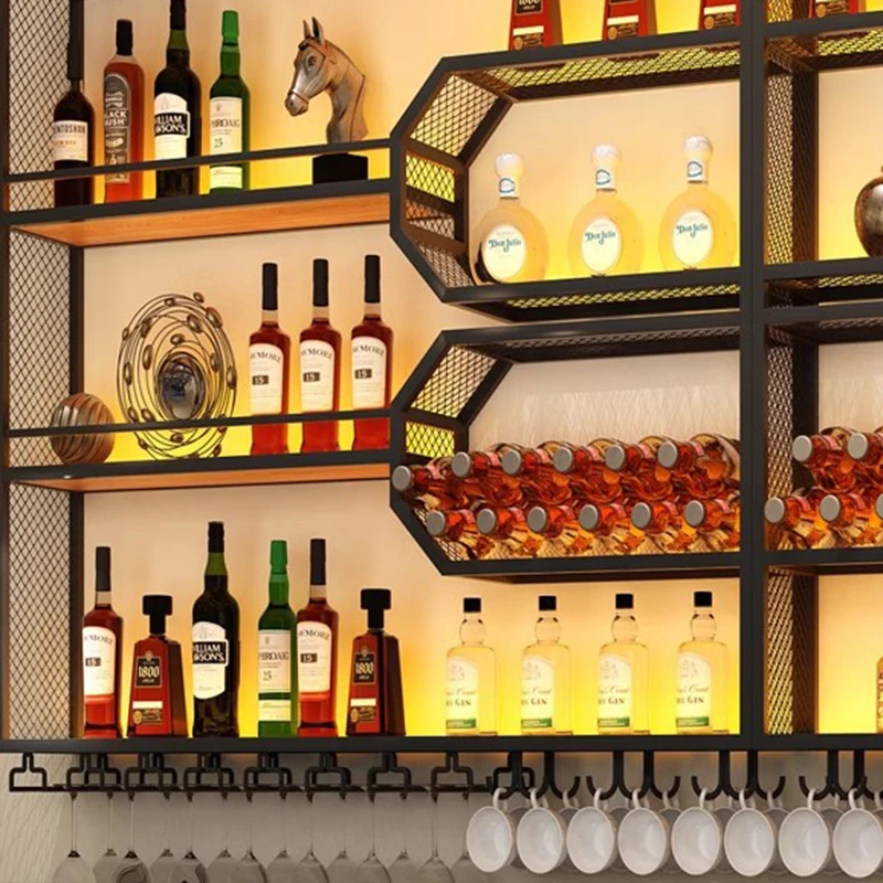 Storage Display Wine Cabinets Inverted Retail Small Restaurant Commercial Wine Rack Mobile Buffet Mueble Para Vino Furnitures
