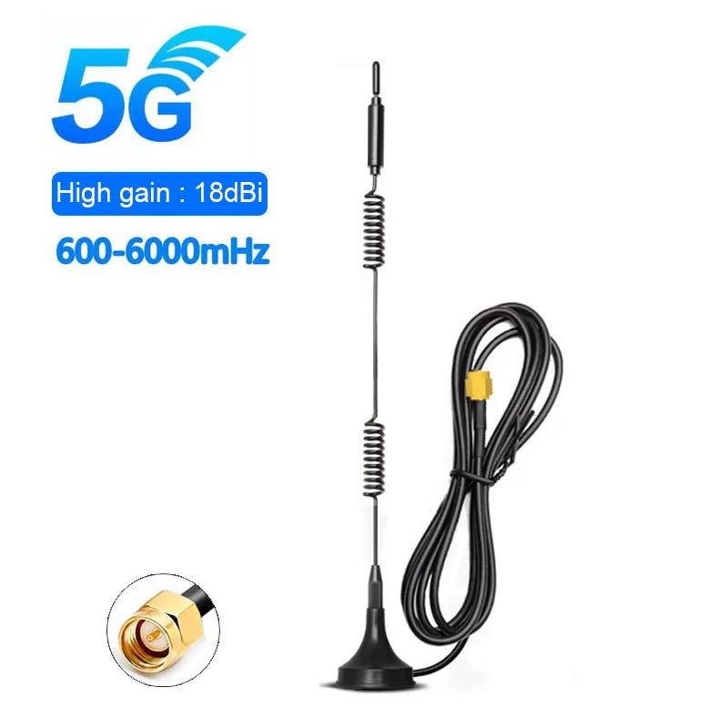 1 шт. магнитная антенна 5G 4G 3G 2G 600-6000 МГц 18dBi SMA Male с кабелем 3 м 2 Wifi для модема