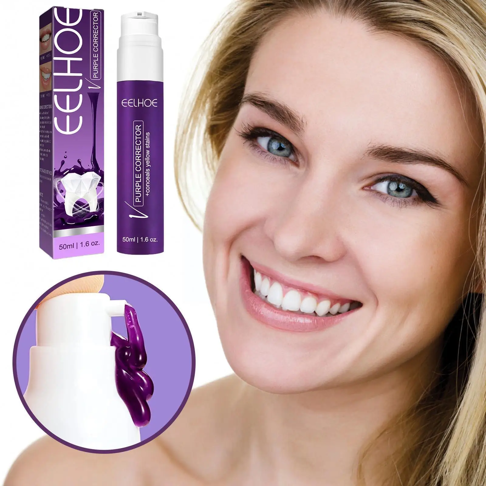 50ml Purple Whitening Toothpaste Color Tooth Correction Drop Remove