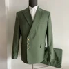 New Arrival Solid Men Suits Two Piece Chic Peak Lapel Side Single Breasted Clothing Formal Office Smart Casual Costume Homme 4