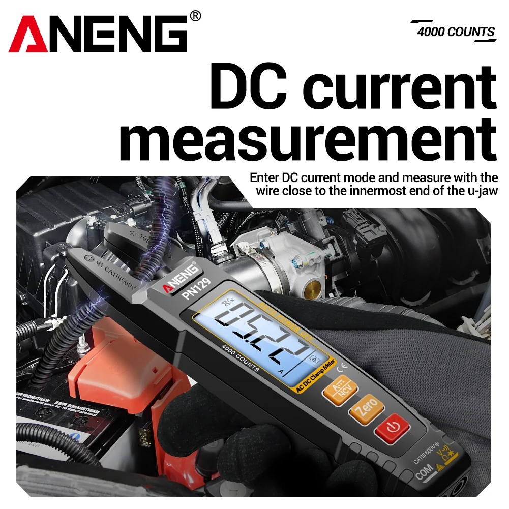 ANENG PN129 Clamp Meter U-shaped Smart 4000 Counts Multimeter Pliers AC/DC 600V Voltage Current Resistance NCV Sensing Test Tool