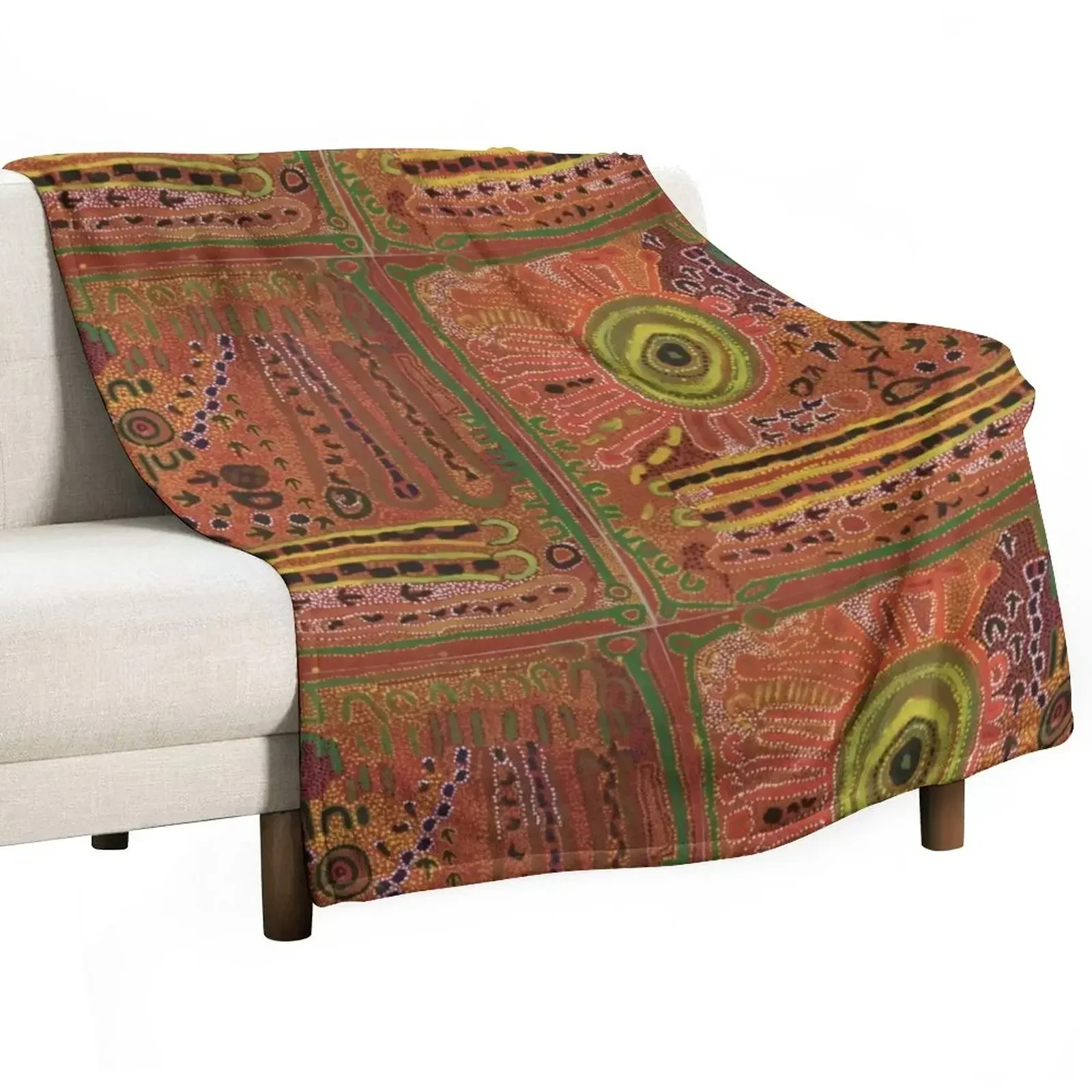 

aboriginal red green Throw Blanket Luxury Decoratives decorative Blankets