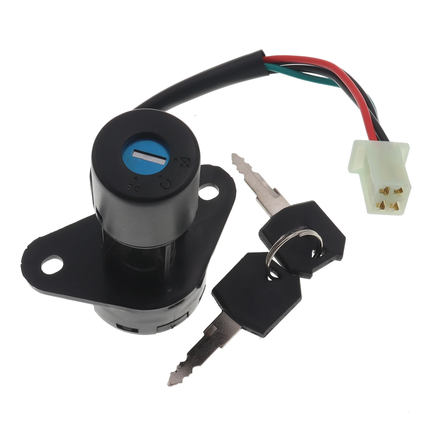 4 Wires Motorcycle Ignition Switch with 2 Keys - Waterproof Universal ...