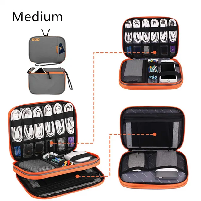 USB Portable Travel Digital Storage iPad Gadget Organizer Cables Electronic Mobile Charger Disk Carry Data Flash Bag Headset 5