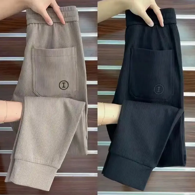 

Spring Autumn New High-end Casual Sweatpants Men's Sweatpants Trend Hong Kong Style Sweatpants Stretch Small Feet Harem Pants
