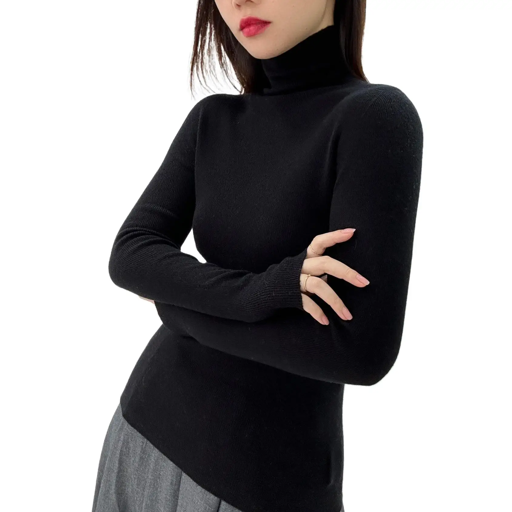 

Women's Sweaters Autumn Winter Wool Stretch Base Knit Sweater