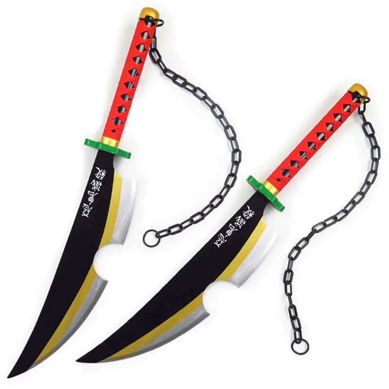 Cosplay Demon Slayer Kimetsu No Yaiba Tengen Uzui Twin Swords Arma Spada Di Legno Giappone Samurai Sword Costume Party Show Puntelli