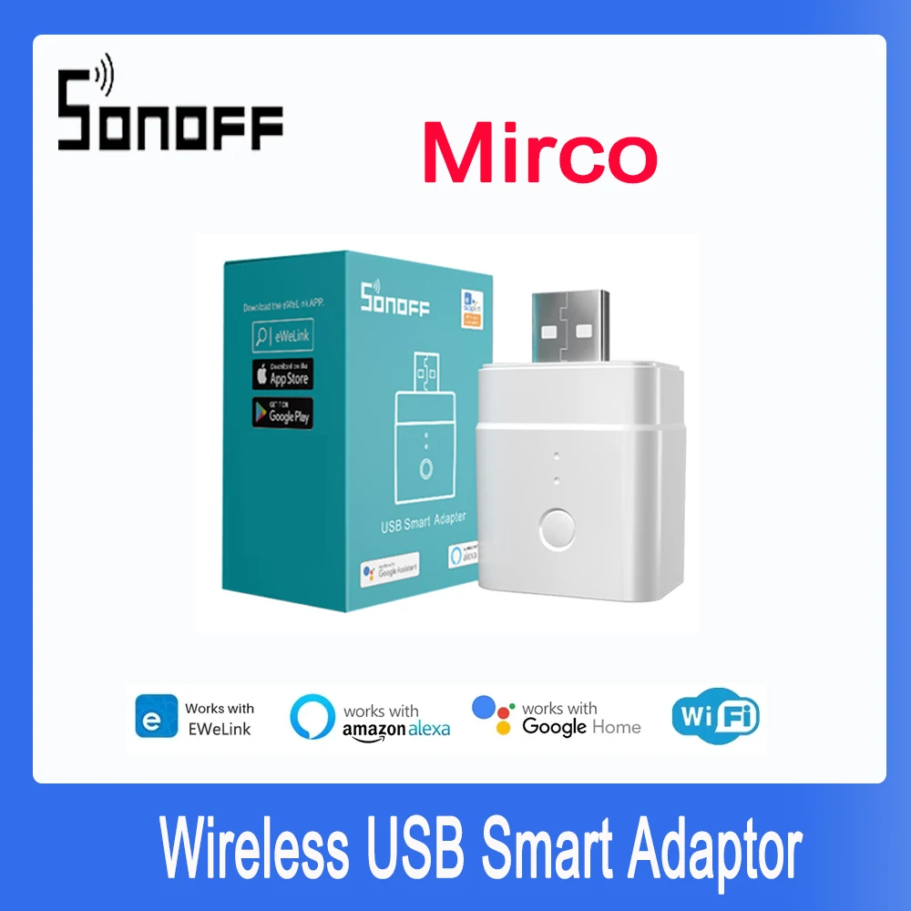 Sonoff Micro 5V Wireless Usb Smart Adapter Smart Home Remote Contorl Switch Tramite Ewelink App Google Home Alexa Voice
