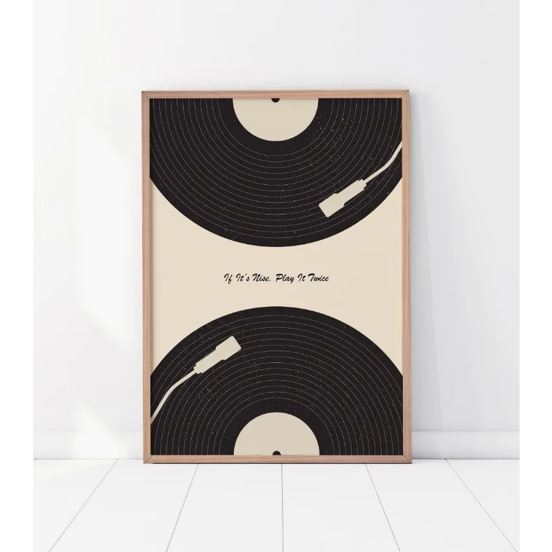Vintage Vinyl Record Canvas Art - Minimalist Turntable Wall Decor