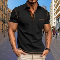 Polo d'été pour homme à manches courtes 2024, nouveau modèle avec poche et col, en polyester respirant, idéal pour le quotidien 3