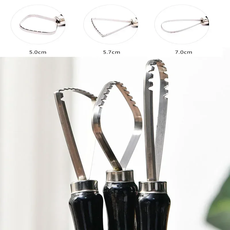 Stainless Steel Black Skin Ceramic Ring Blank Trimming Tool Three-piece Clay Blank Shaping Scraper DIY Teaching Tool