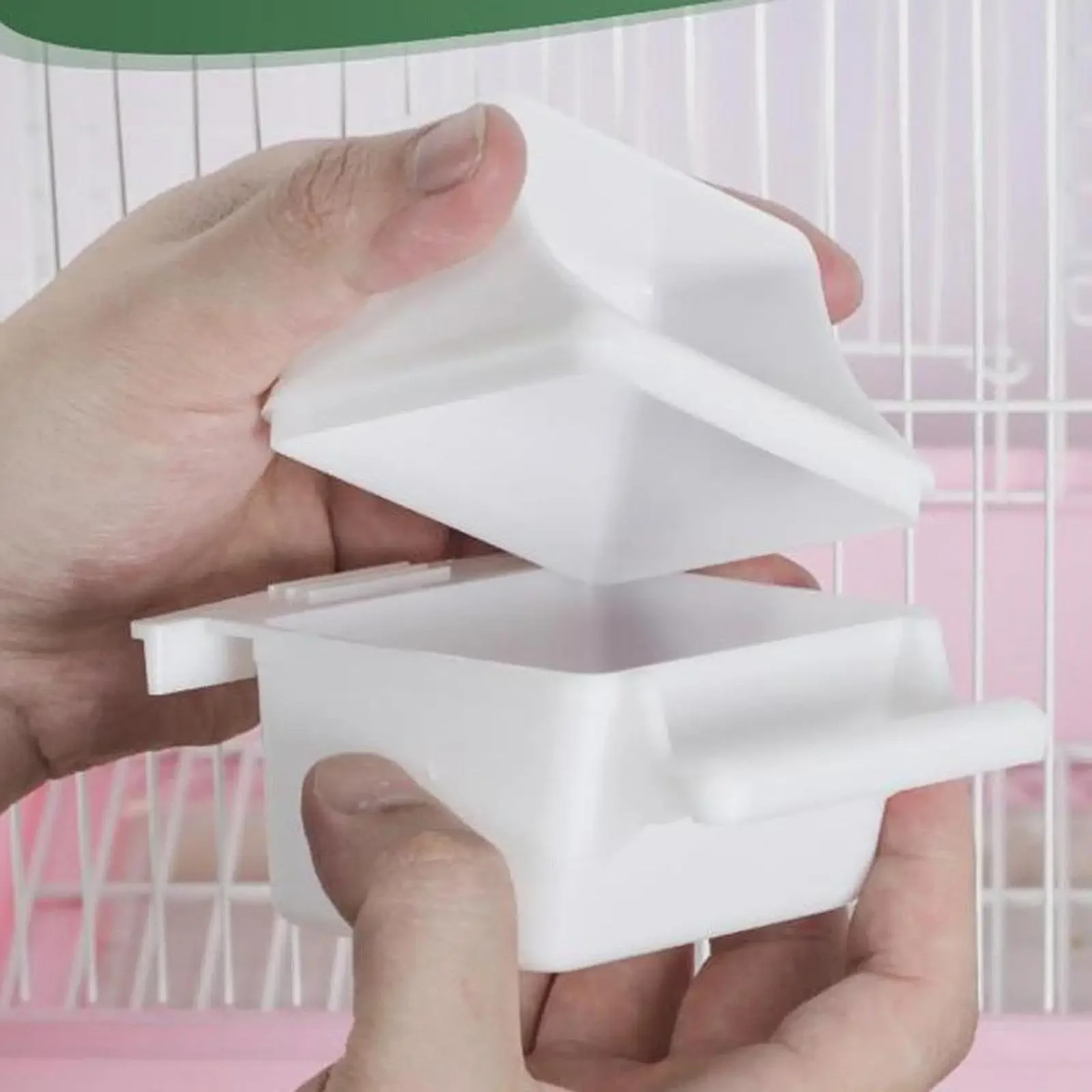 Hanging Bird Feeders for Cage Plastic Food Container with Perch for Parakeets