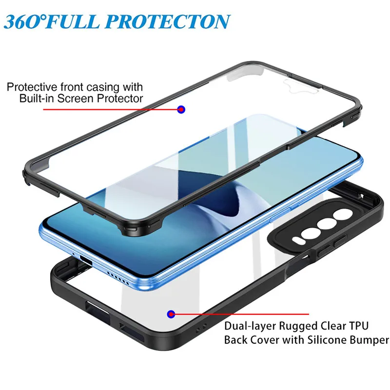 360° Full Protection Case with Innovative Buckle Design - Double Side Clear Hard Cover