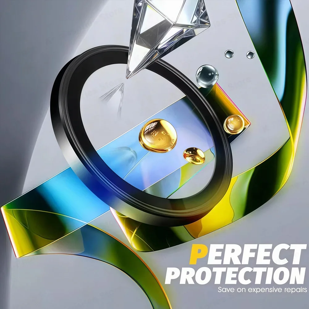 Premium 3D Tempered Glass Camera Protector with Metal Ring