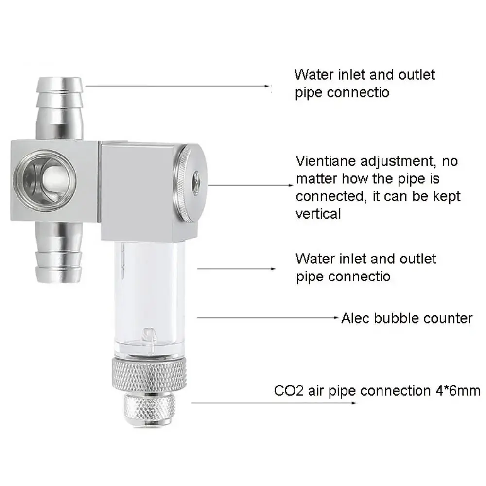 12/16mm Fish Tank CO2 Diffuser Aluminum Alloy Silver CO2 External Atomizer Bubble Counter Aquarium Atomizer
