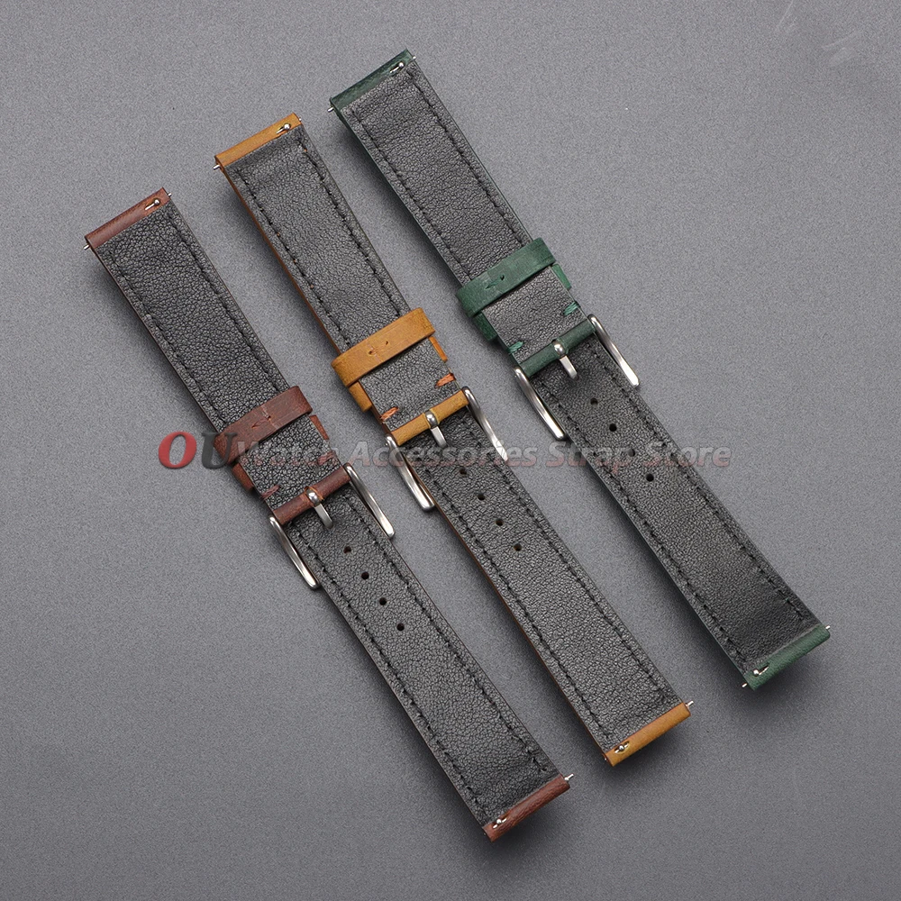 Vintage Crazy Horse Cowhide Leather Quick Release Watch Band Strap