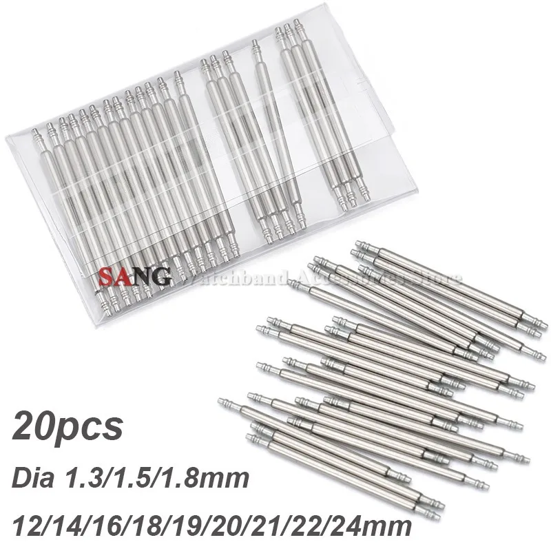 Premium Stainless Steel Watch Strap Spring Bar Pins - 20 Piece Set