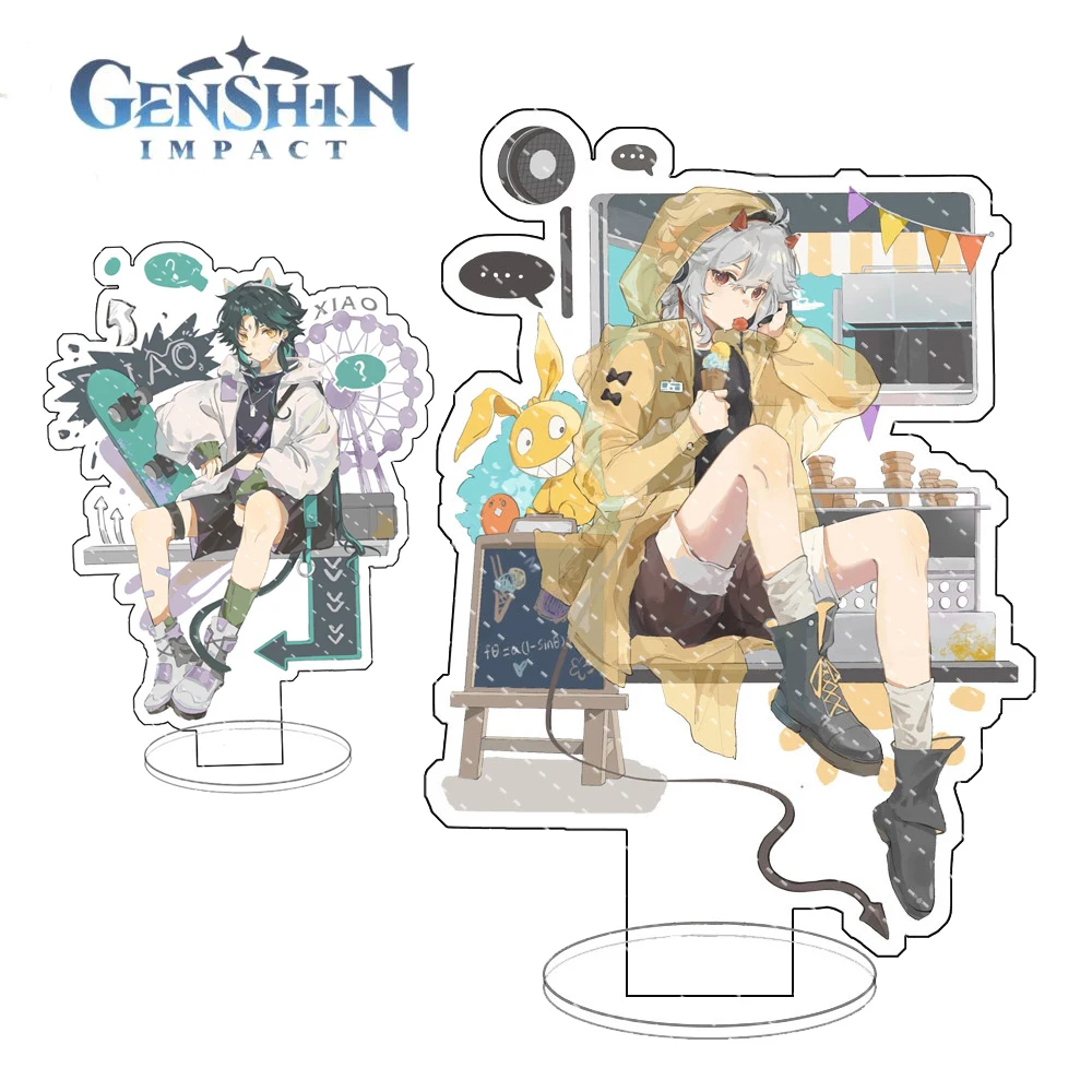 Anime Genshin Impact Figure Diluc Venti Xiao Zhongli Scaramouche Cyno Acrylic Stand Model Plate Desk Decor Sign Fans Friend Gift