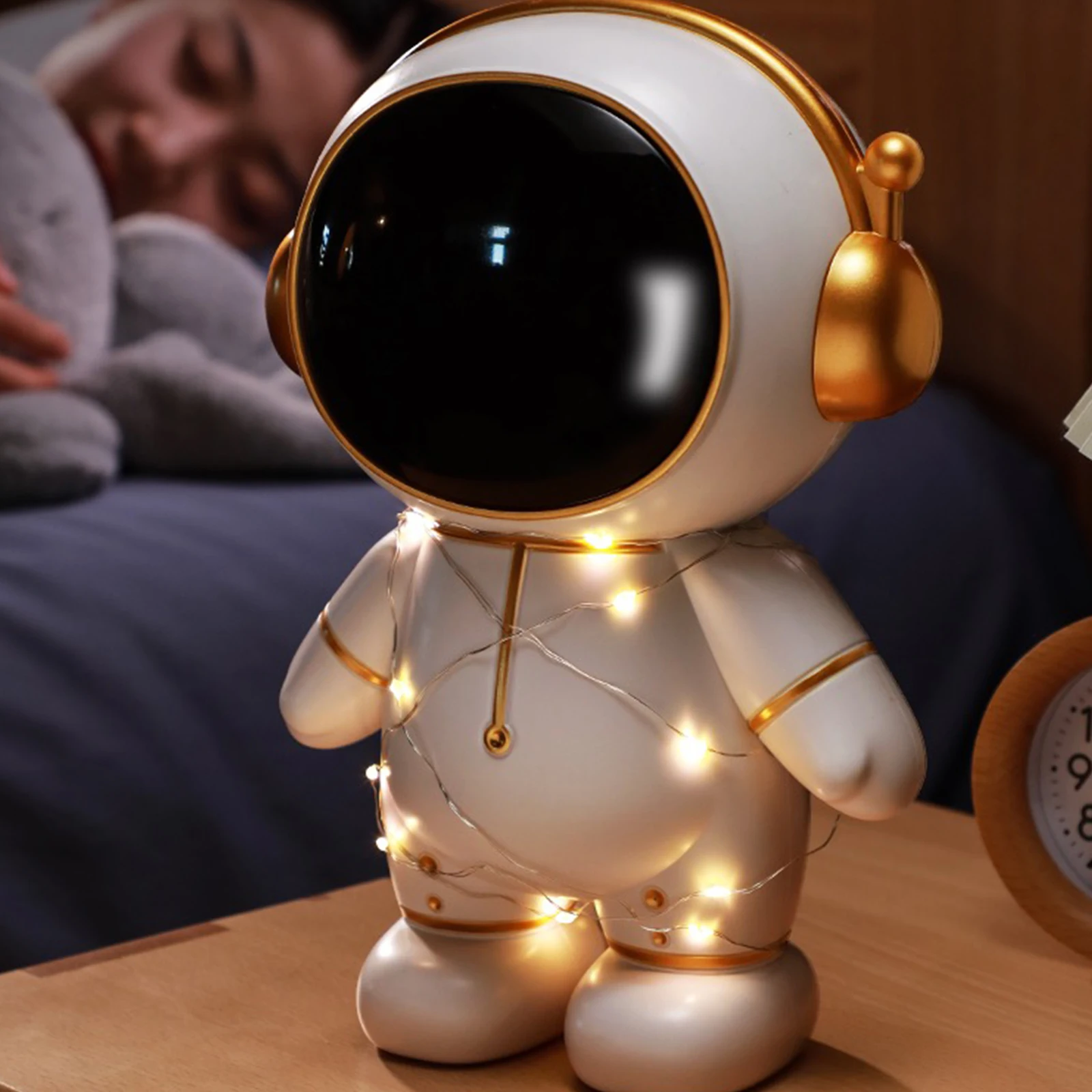 Astronaut Money Boxes Multifunctional with Light String Coins Collection Ornament Party Props Battery Powered for Children Gifts 2