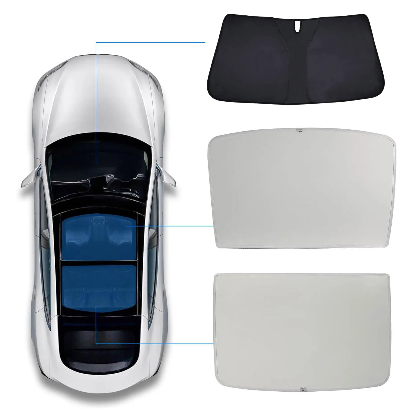 Sonnendach-Sonnenschutz für Tesla Model 3 Y Juniper Highland Dach-Skylight-Upgrade Schnalle Frontscheiben-Sonnenschutz