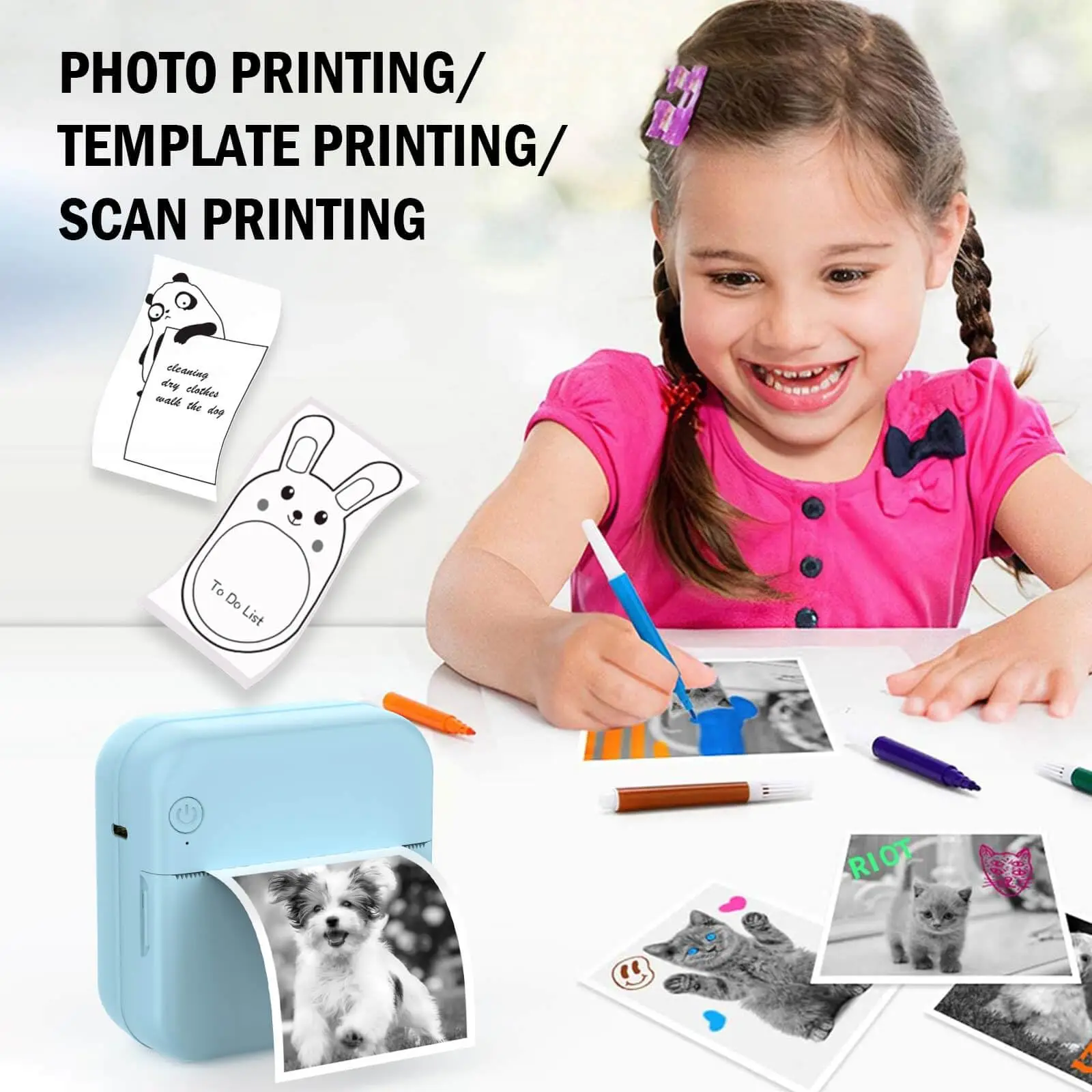 10 Rolls Thermal Printer Mix Paper Rolls 2.2in x 19ft for Mini Pocket Printer White Colors Sticky Receipt Paper Rolls POS Papers