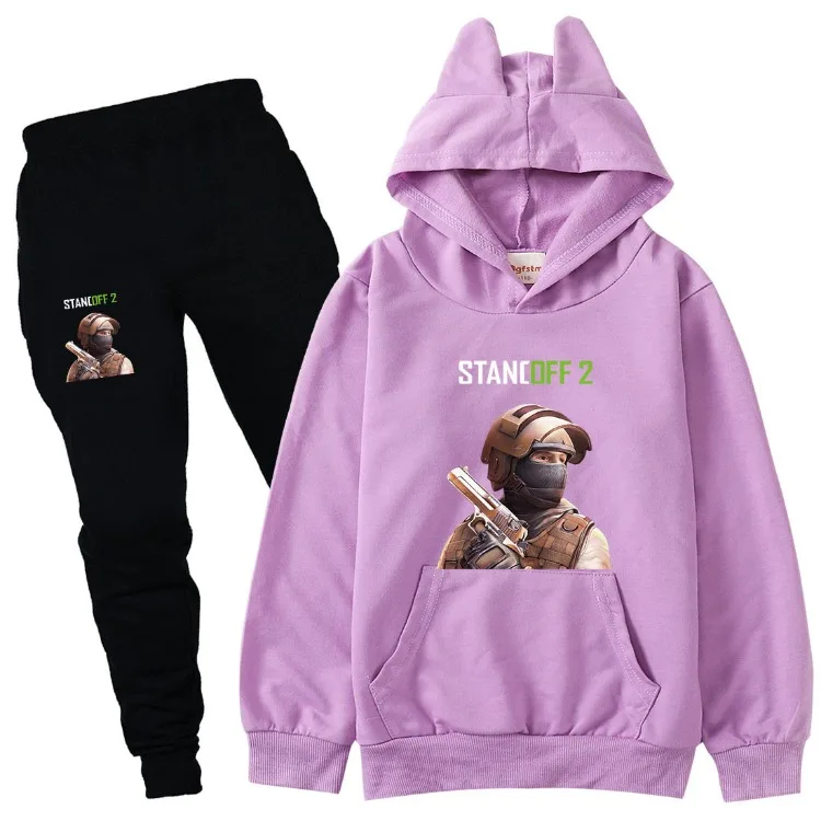 Heißes Spiel Abstands halter 2 Kleidung Kinder Sweatshirts Hoodies Hosen 2 stücke Set Baby Jungen Sportswear Kleinkind Mädchen Trainings anzug Kinder-Sets – Detail 15
