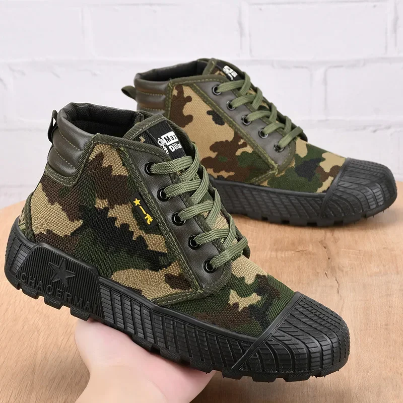 Men's Canvas Shoes Outdoor Work Shoes Non Slip Breathable Casual Sneakers for Men Soft Sole Wear-resistant Walking Flats Zapatos 5