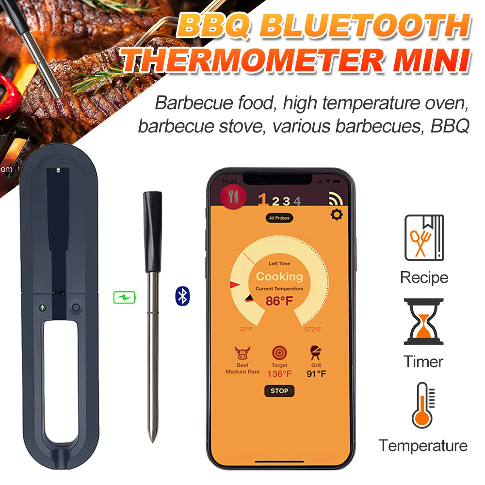 WaterproofWirelessMeatFoodThermometerKitchenBBQToolSmart