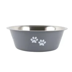 Elevated Stainless Steel Bowls for Medium and Large Dogs - Cute Design (Grey)