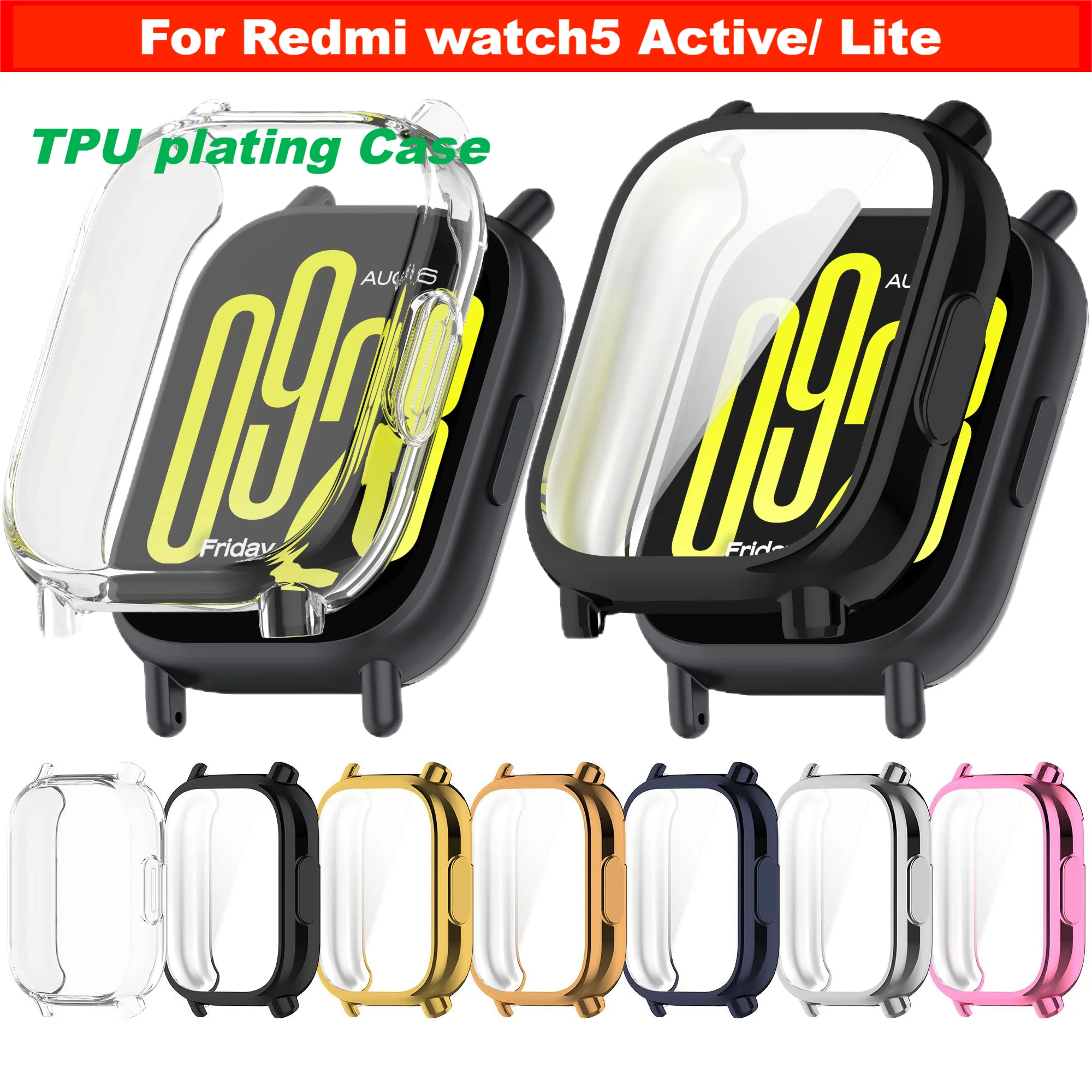 Redmi watch 5 용 TPU 도금 케이스 Redmi watch 5 Lite 용 액티브 케이스 화면 보호기 스마트 시계 케이스 액세서리