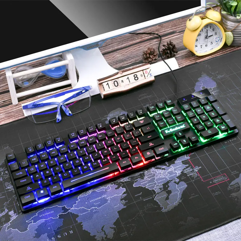 

RGB Backlit Gaming Gamer Keyboard For PC Computer Desktop Laptop LED Luminous Mechanical Waterproof USB Wired Ergonomic Keyboard