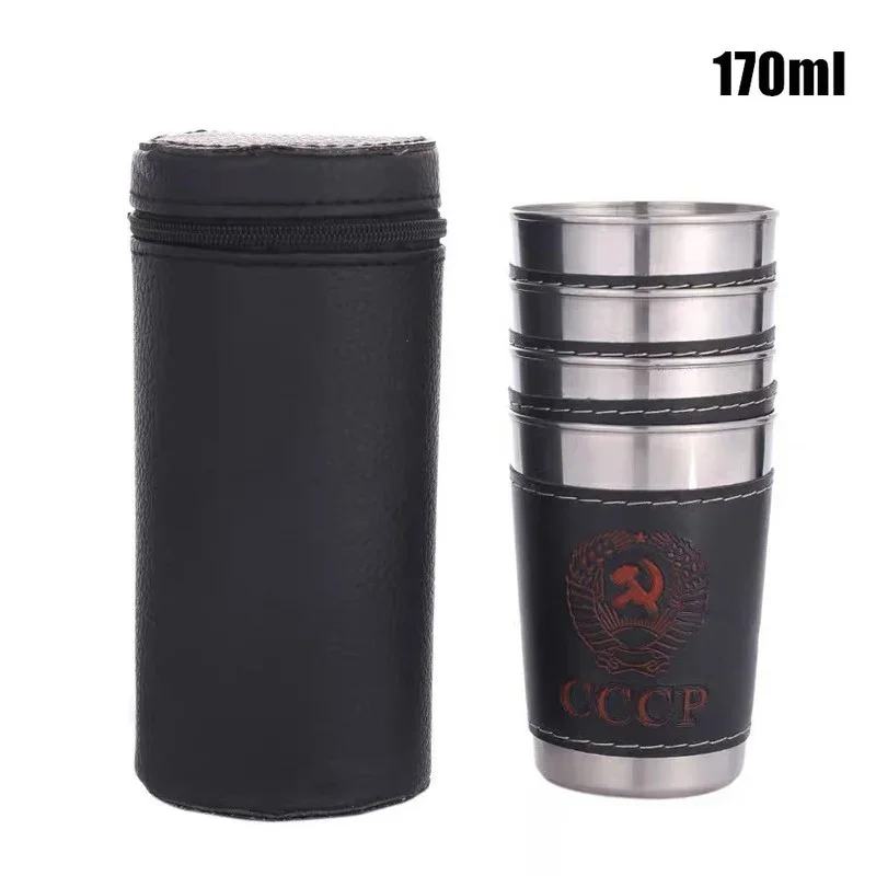 4pcs/set Stainless Steel Mini Wine Tumbler Portable Personalized 30ml/75ml/170ml Shot Glass Set