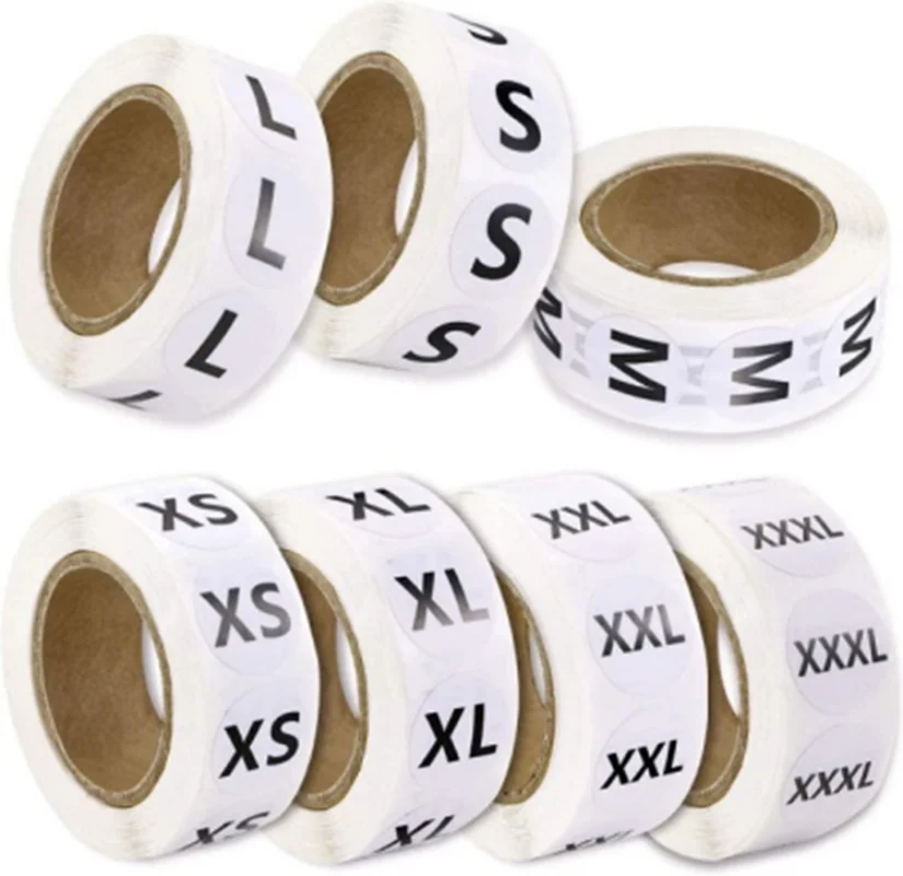 500pcs/roll 2.5cm Mark Sticker Apparel Product Size Model Identification Label Sticker Packaging Bag Label Sticker