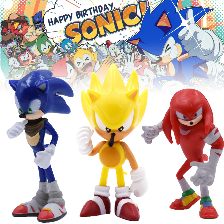 Three styles 6pcs Sonic Tails Werehog Action Figures Blue Shadow Doll Cartoon Figurines Collectible Dolls Kids Hedgehog Toy