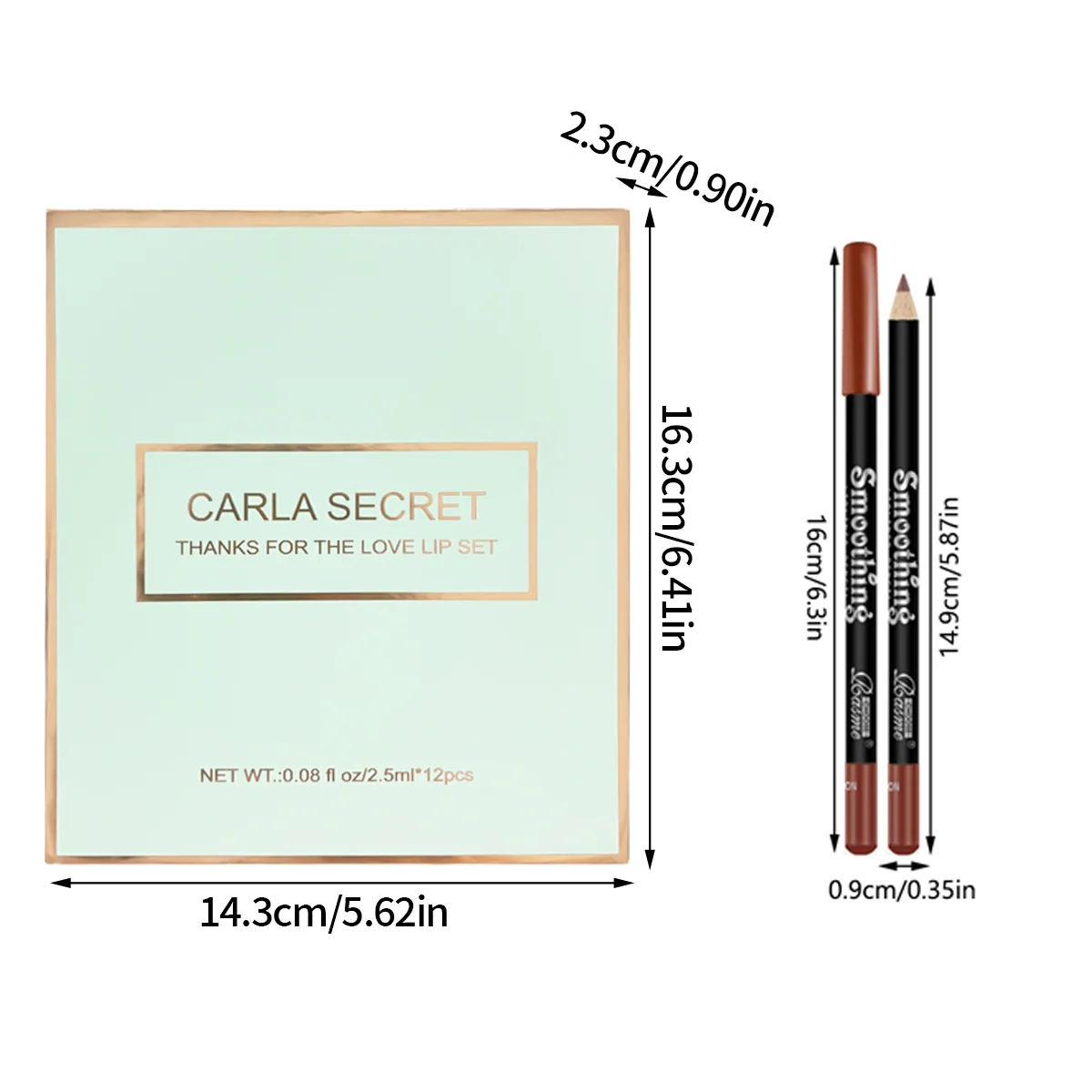 12 color lip gloss lipliner set silky, moisturizing, shiny, long-lasting color rendering makeup set