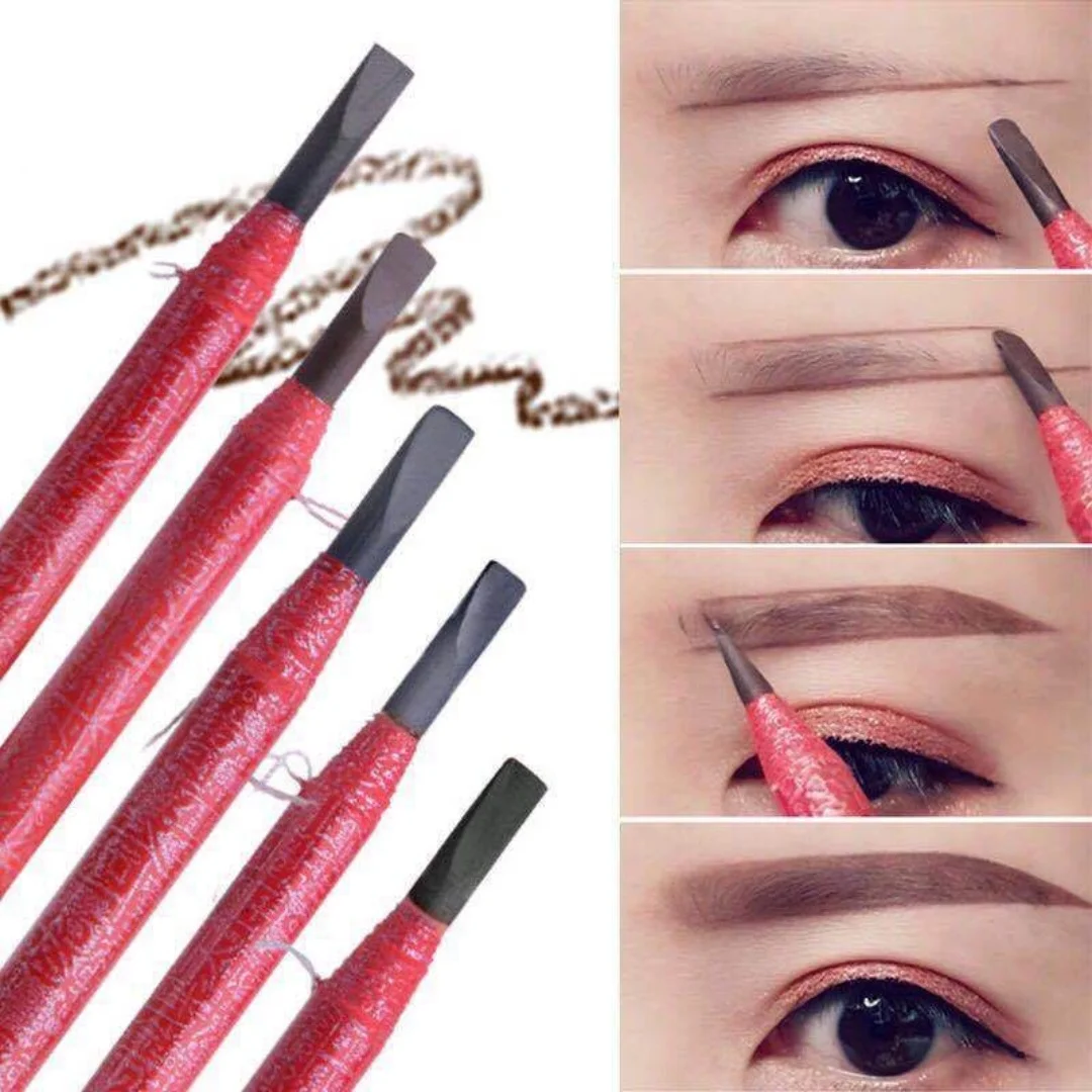 

DLZCOU Pull Eyebrow Pen Red Skin Flat Head Embroidery Anti Sweating and Non Staining Female Beginner's Double headed Pen