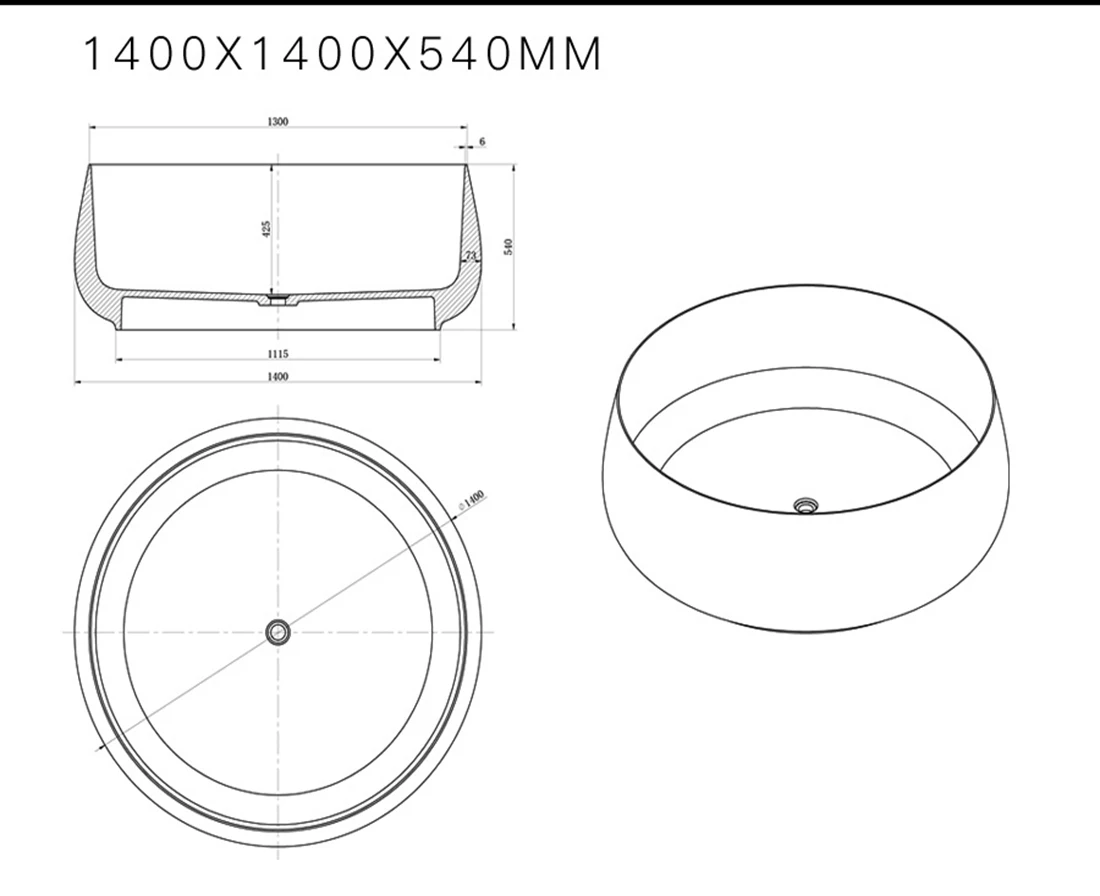1400x1400x540mm New Design Resin Freestanding Bathtub Online Celebrity Colored Transparent Tub RS1055A 5