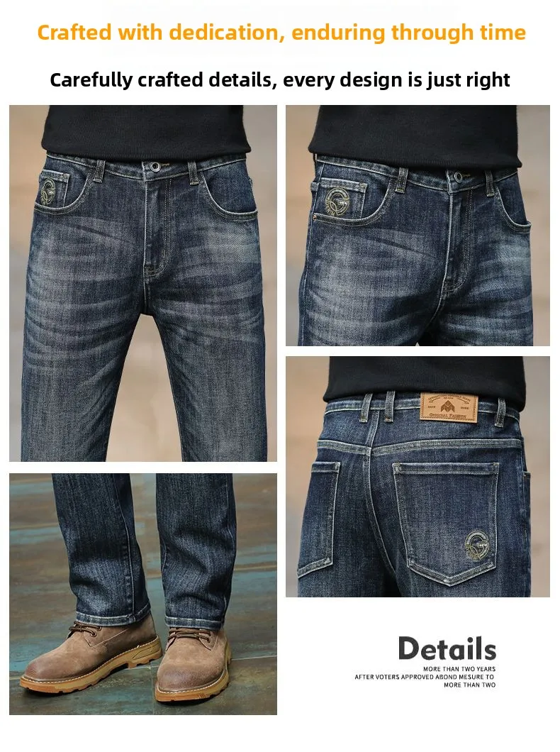 Men’s high‑waist vintage blue stretch Big Bull jeans with straight‑leg fit 004