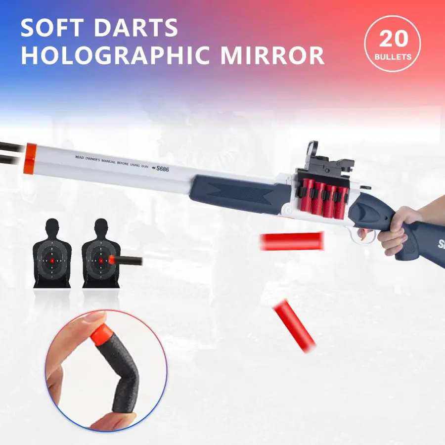 Soft Foam Blaster Toy Dart Gun Spring- Air Pump Shotgun Play Set Shell Ejecting with Scope and Bullets for Teens Youth,Christmas 5