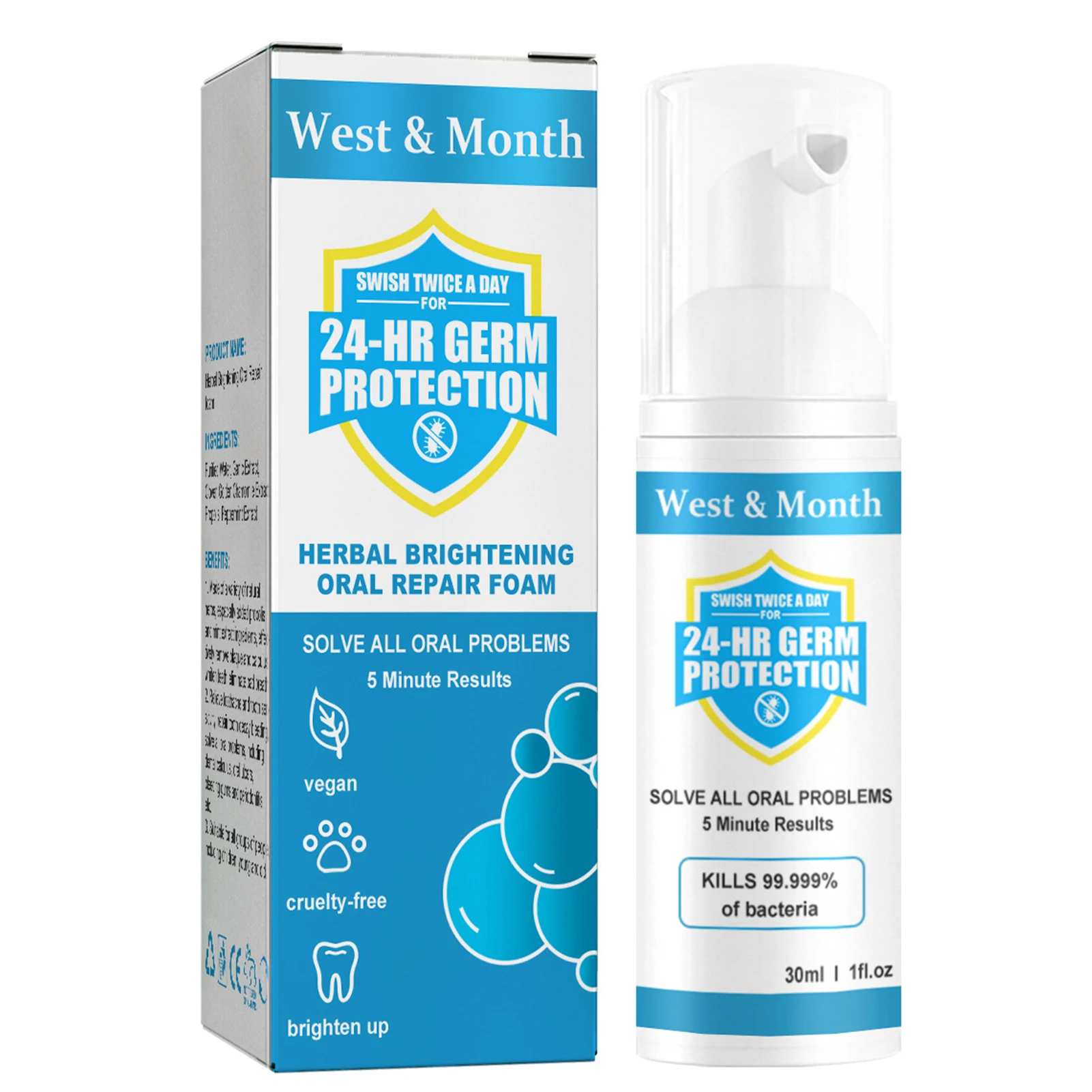 

30ml Teeth Cleaning Foam Mousse Intensive Stain Removal Teeth Whitening Mousse Gift for Family Members Friends