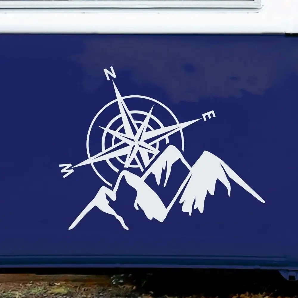 

Compass And Mountain Car Styling Stickers Camper Vans Motorhome Decor Vinyl Decals Accessories Waterproof