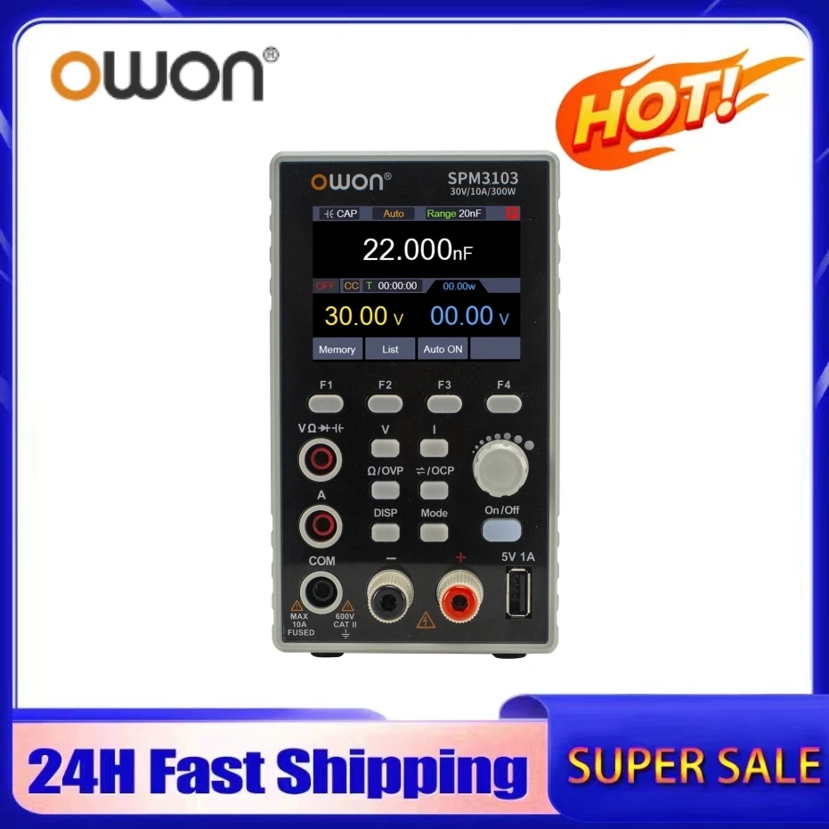 OWON SPM DC 전원 공급 장치 멀티미터, CV CC 조정 전원, 4 1/2 디지털 멀티미터, 2 인 1, 30V, 60V, 5A..