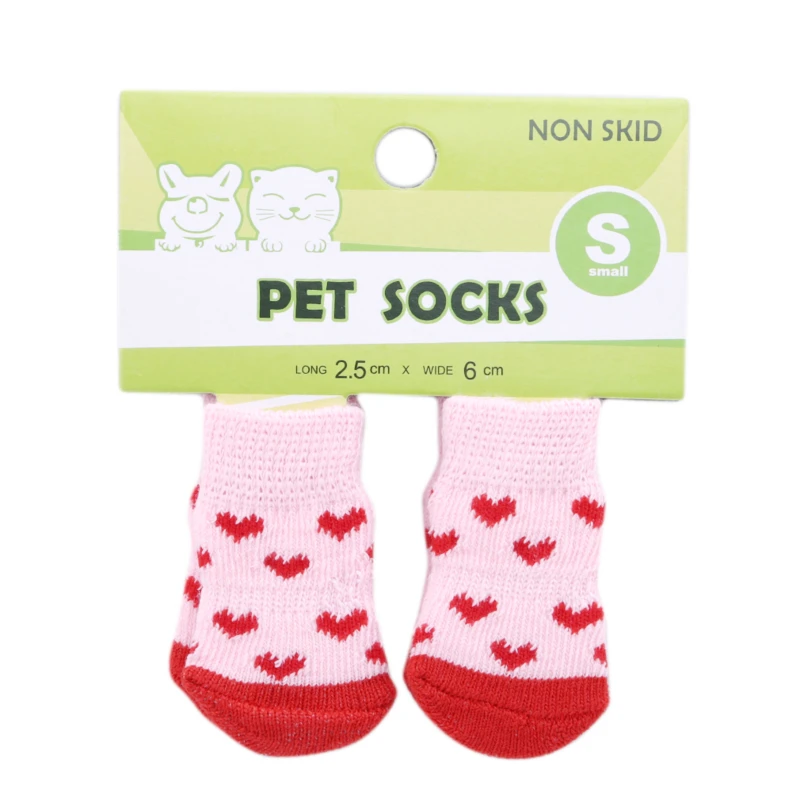 Dog Socks 4Pcs/set Pet Dog Anti-Slip Knitted Small Dogs Thick Warm Paw Protector