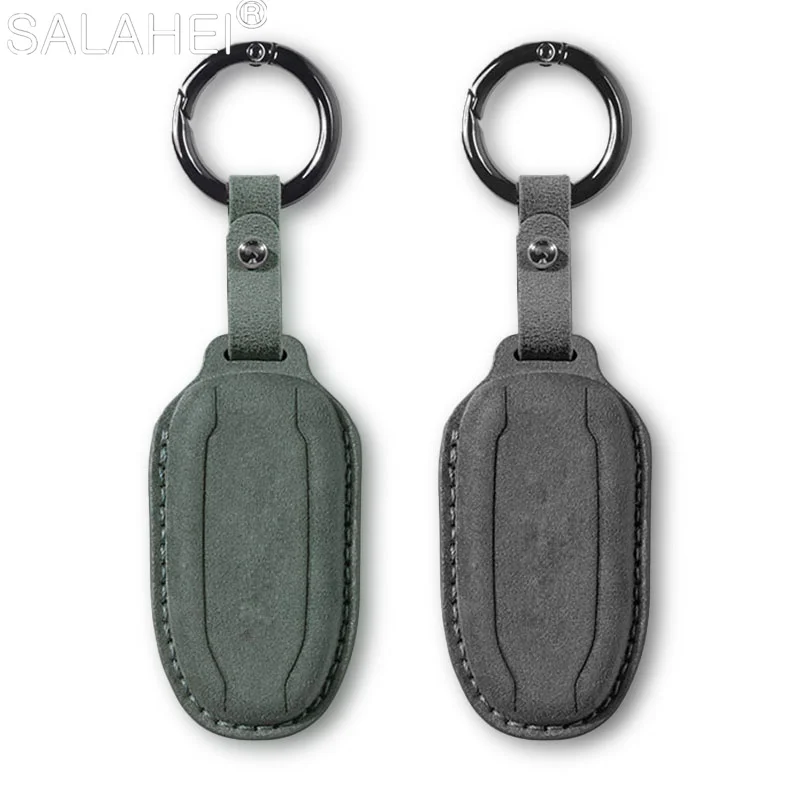 

Alcantara Suede Car Remote Key Case Fob For Tesla Model S X Protective Key Cover Shell Keychain Auto Keyless Interior Accessory